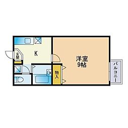 ハミング室見 1Kの間取図画像