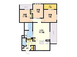 plancher西新 3LDKの間取図画像