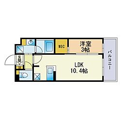 グランフォーレ西新ヒルズ 1LDKの間取図画像