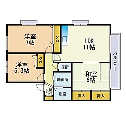 ドゥエム藤崎 3LDKの間取図画像