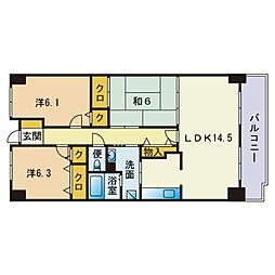 プレジール室見 3LDKの間取図画像