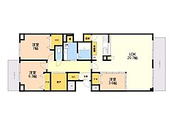 CREST西新 3LDKの間取図画像