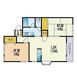 ハピネス飯倉 2LDKの間取図画像
