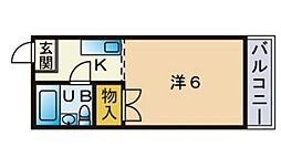 サンアート弥生 ワンルームの間取図画像