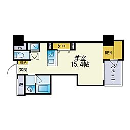 レジディア西新 ワンルームの間取図画像