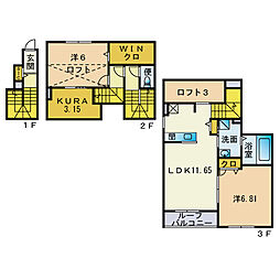 Belle Lead藤崎駅南B棟 2SLDKの間取図画像