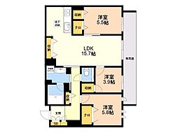 西新ステラレジデンス 3LDKの間取図画像