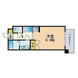 サンガーデン昭代 1Kの間取図画像