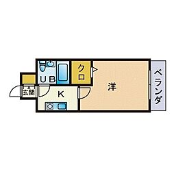 メゾン・ド・クレマン ワンルームの間取図画像