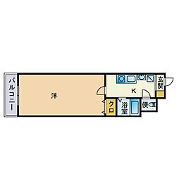 サンセット室見 1Kの間取図画像