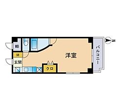 ルエメゾンロワール西新 ワンルームの間取図画像