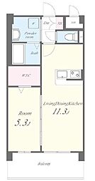 GRAND CENTRAL HARA 1LDKの間取図画像