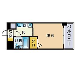メゾン・ド・西新 ワンルームの間取図画像