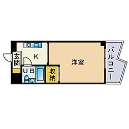 メゾン・ド・西新 ワンルームの間取図画像