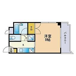 クオリス城西 1Kの間取図画像