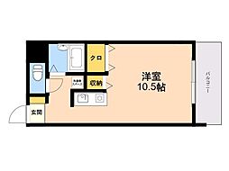 プチメゾン西新ジャスミン館 ワンルームの間取図画像