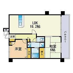 グランドゥール鬼倉 2LDKの間取図画像