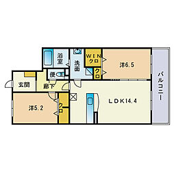 ブレナム桜並木 2LDKの間取図画像
