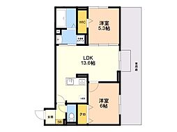 D-ROOM平田台 2LDKの間取図画像