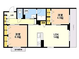 シャーメゾン上大利レジデンス 2LDKの間取図画像