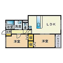 石橋ビル 2LDKの間取図画像