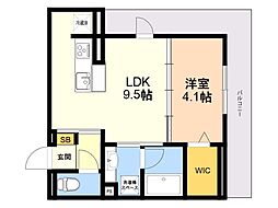 D-ROOMサンライズ A 1LDKの間取図画像