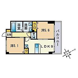 グリンデルワルト 2LDKの間取図画像