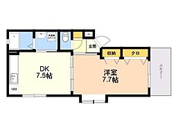 セントヴィラージュ 1DKの間取図画像