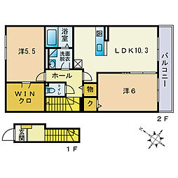 Espoir La-La 2LDKの間取図画像