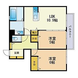 ル・シエル 2LDKの間取図画像