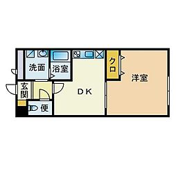 アムールFive 1DKの間取図画像