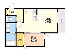 スペリオール二日市 1LDKの間取図画像