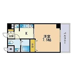 プリエール 1Kの間取図画像