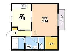 サザンコート 1DKの間取図画像