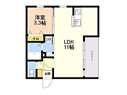 福岡市博多区元町1丁目マンション 1LDKの間取図画像
