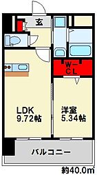 THE SQUARE Glory Residence 8階1LDKの間取り