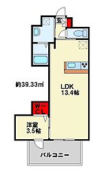 行橋センタービル 11階1LDKの間取り