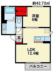 サン・ヴィレッジC 1LDKの間取図画像
