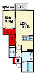 ルピナスHYB 1LDKの間取図画像