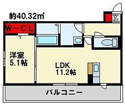 ユーフォリア行橋 1LDKの間取図画像