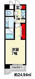 プレンティ2 1Kの間取図画像
