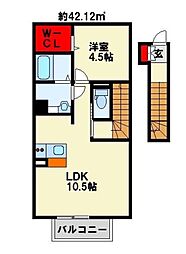 SW'sriversideD-room 1LDKの間取図画像