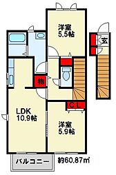 プレミール・Gさくら館 2LDKの間取図画像