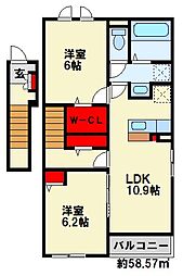 デュオブライト II 2LDKの間取図画像
