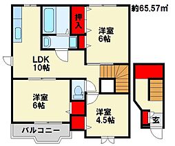 プランタンコート2 3LDKの間取図画像