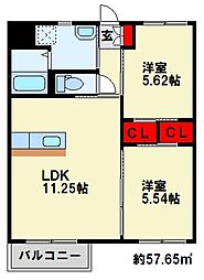 PRESTIGEEXE 2LDKの間取図画像