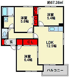 アネシス高尾台C 3LDKの間取図画像