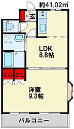 プルメリア 1LDKの間取図画像