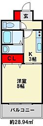 ハミエル下曽根 1Kの間取図画像