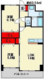 ビッグファミリー葛原 2LDKの間取図画像